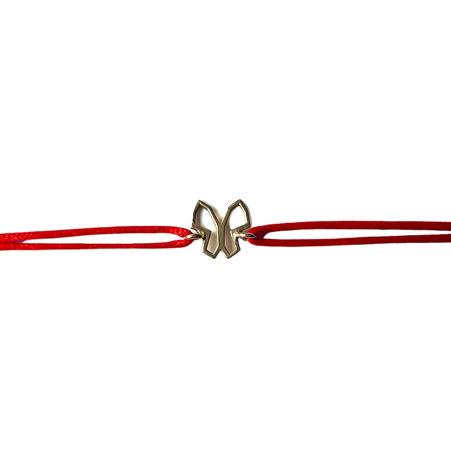 Pulsera Mariposa de oro amarillo 18k con cordón rojo