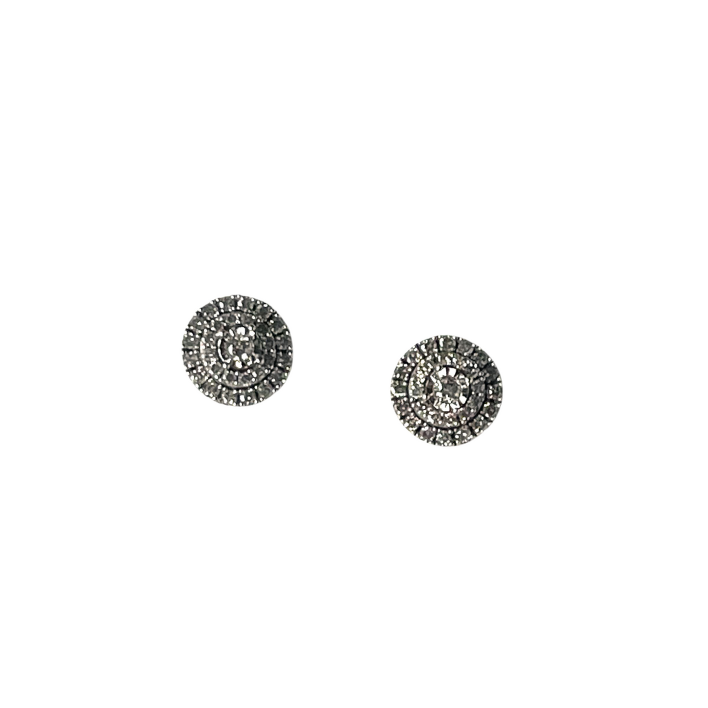 Aretes redondos en oro blanco 10k con doble halo de diamantes 0.25ctw