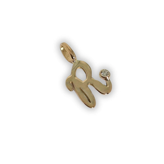 Dije letra personalizada de oro 14k con diamante