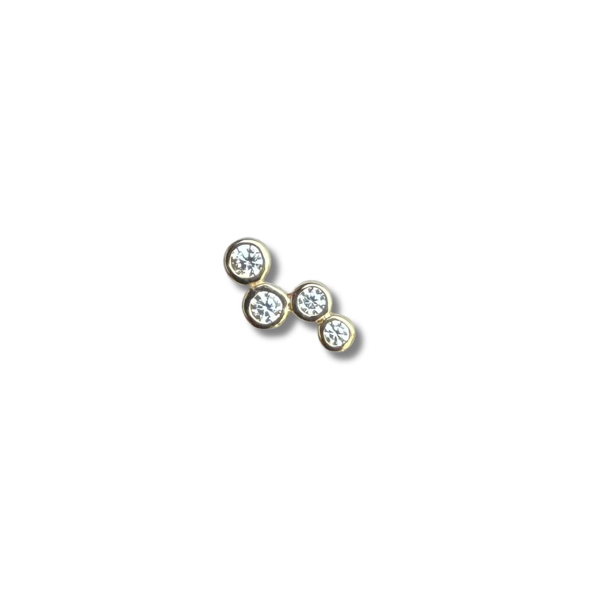 Arete en oro amarillo 14k con 4 circonitas biseladas