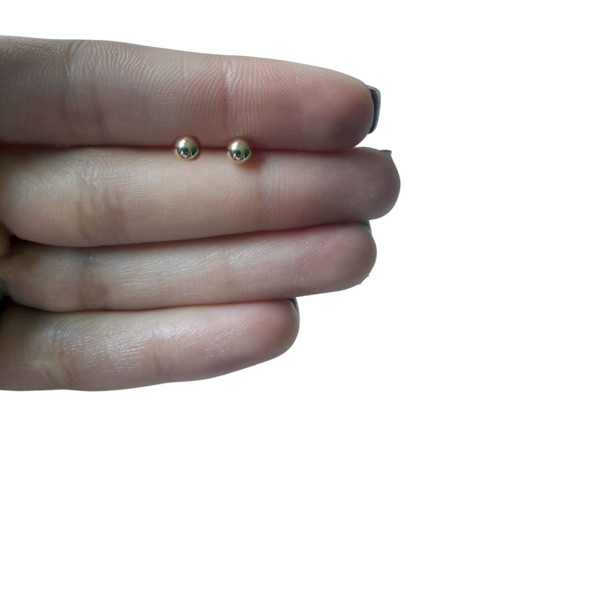 Aretes bolita de 4mm en oro amarillo 14k con tope rosca