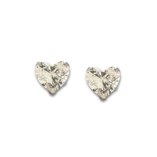 Aretes en platino studs de diamante de laboratorio corazón 1ctw