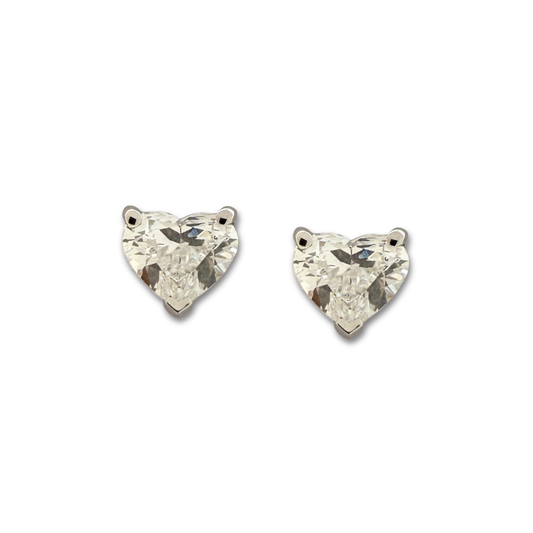 Aretes en oro blanco 18K studs de diamante de laboratorio corazón 1ctw