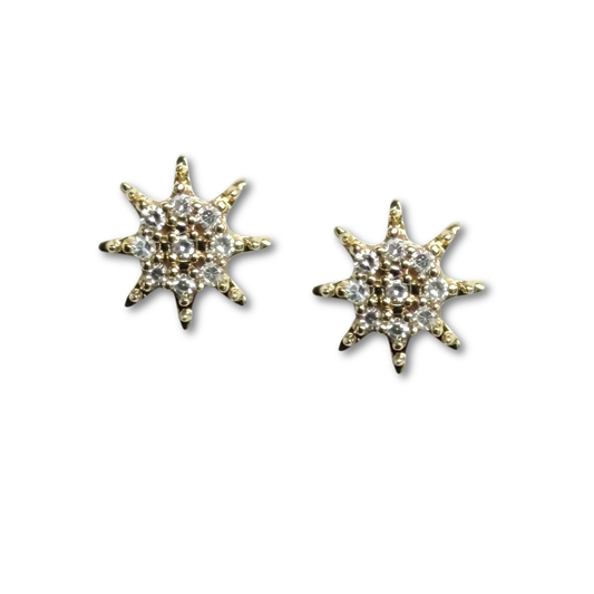 Aretes de estrella en oro amarillo 10K con diamantes 0.05ctw