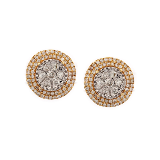 Aretes redondos en oro blanco y amarillo 14k con diamantes 0.55ctw