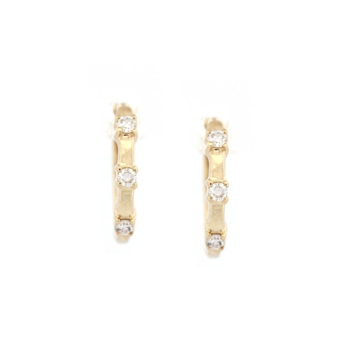 Huggies en oro amarillo 10K con diamantes de laboratorio 0.08ctw