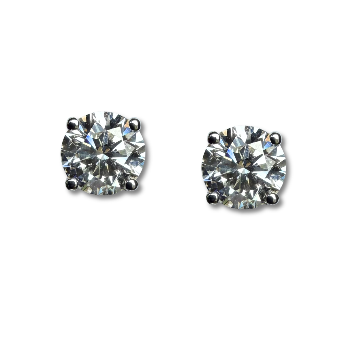 Aretes stud de diamantes de laboratorio 2ctw en oro blanco 14K