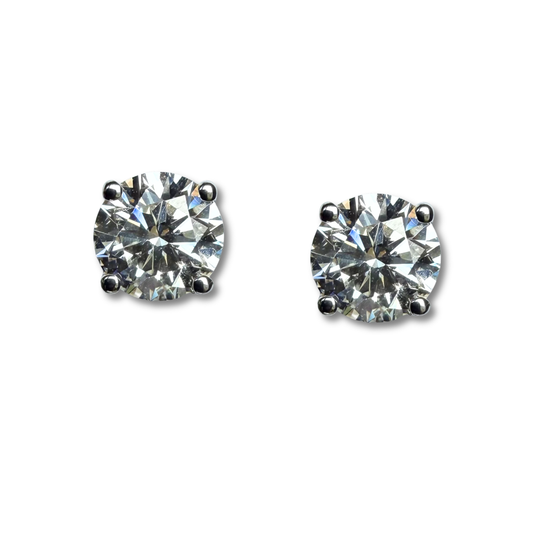 Aretes stud de diamantes de laboratorio 2ctw en oro blanco 14K