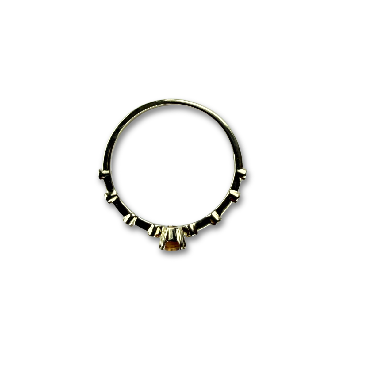 Anillo en oro amarillo 10K con citrino corte esmeralda y diamantes 0.10ctw