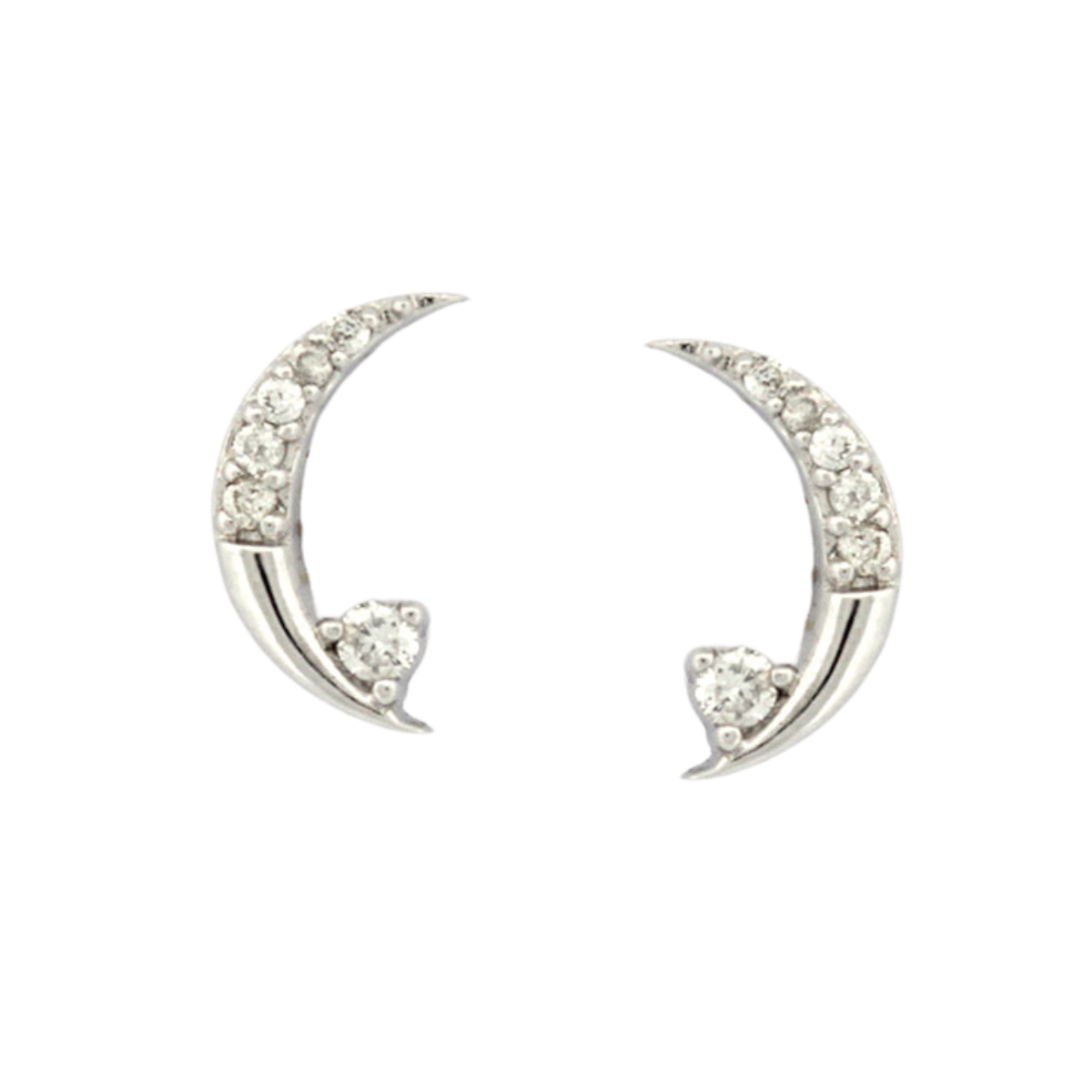 Aretes en oro blanco 18K de lunita con diamantes 0.05ctw