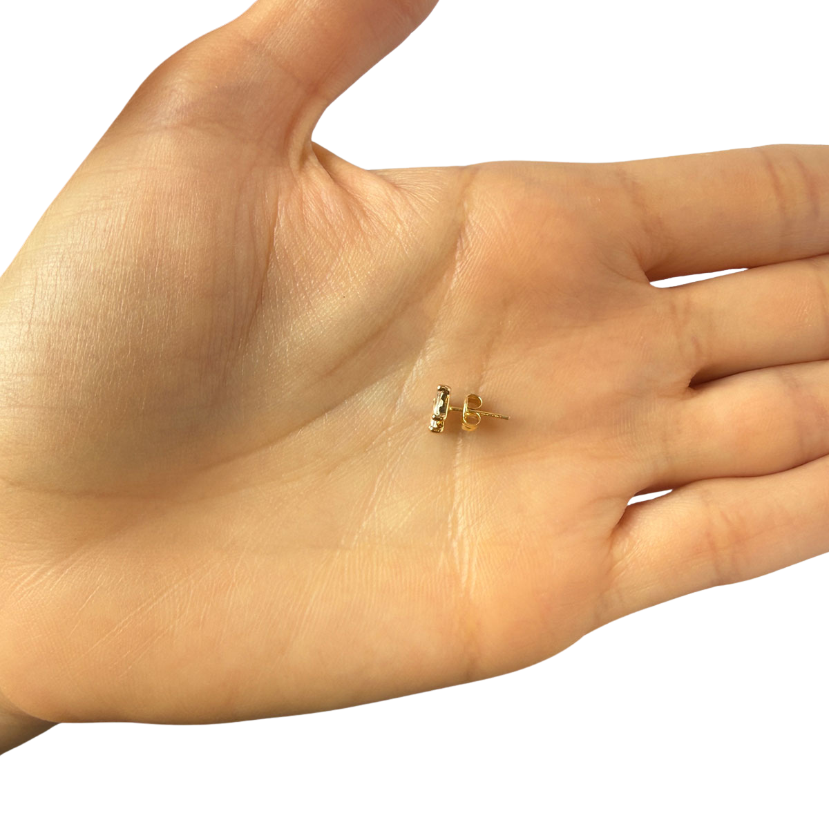 Arete en oro amarillo 14k con dos rectángulos de circonitas