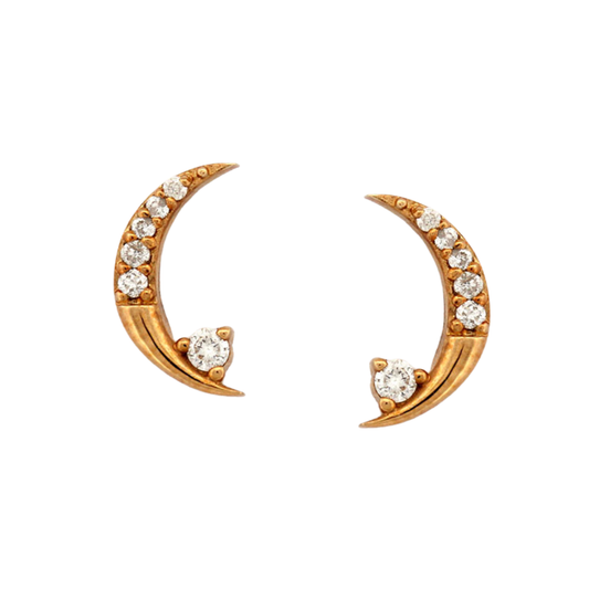 Aretes en oro amarillo 18K de lunita con diamantes 0.05ctw