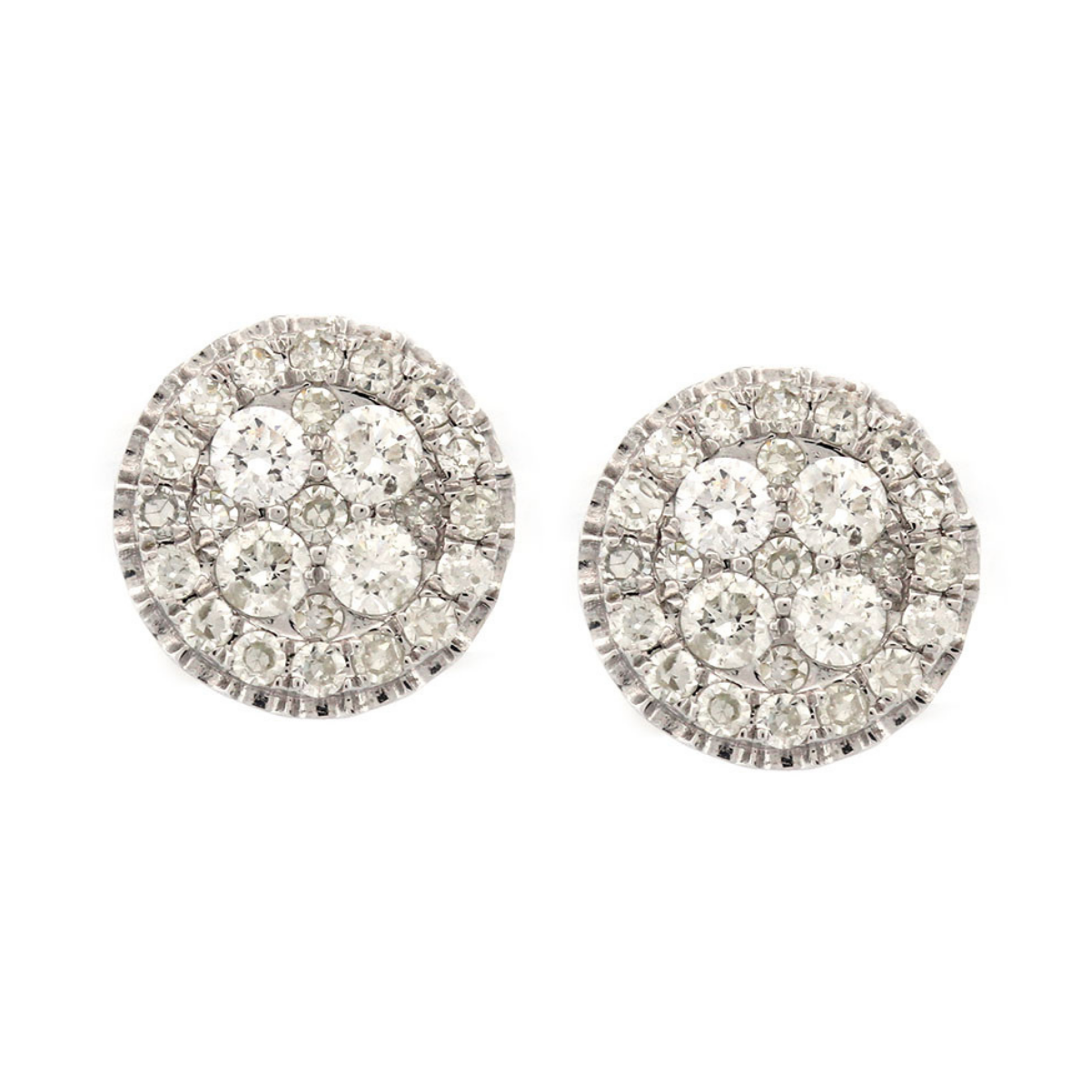 Aretes en oro blanco 14K redondos de diamantes 0.35ctw con tope rosca