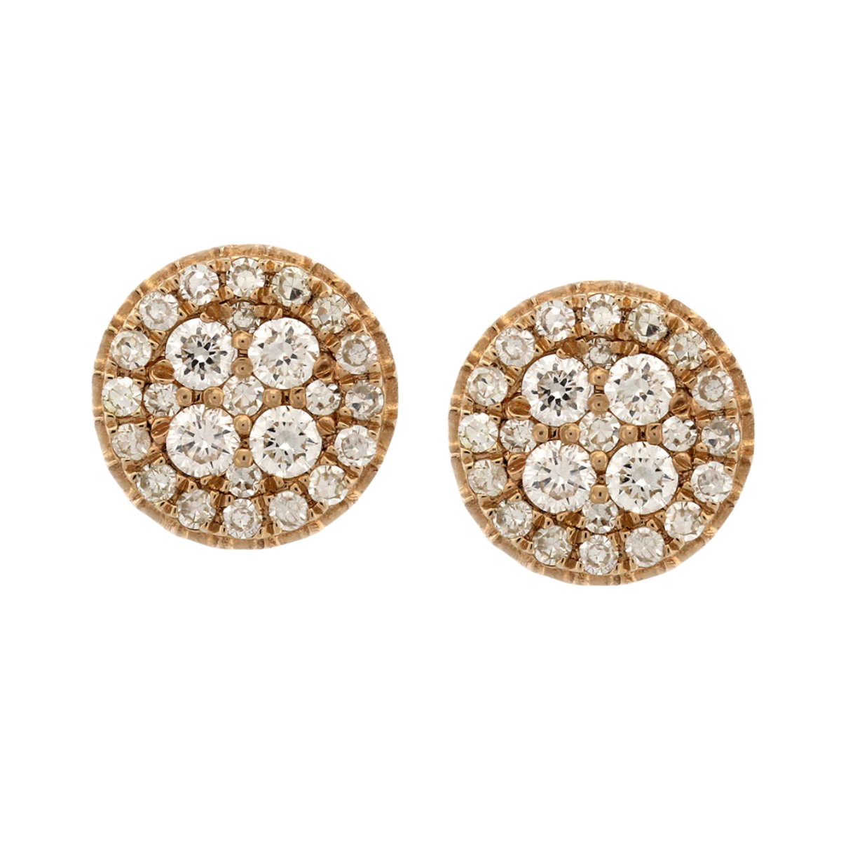 Aretes en oro amarillo 14K redondos de diamantes 0.35ctw con tope rosca