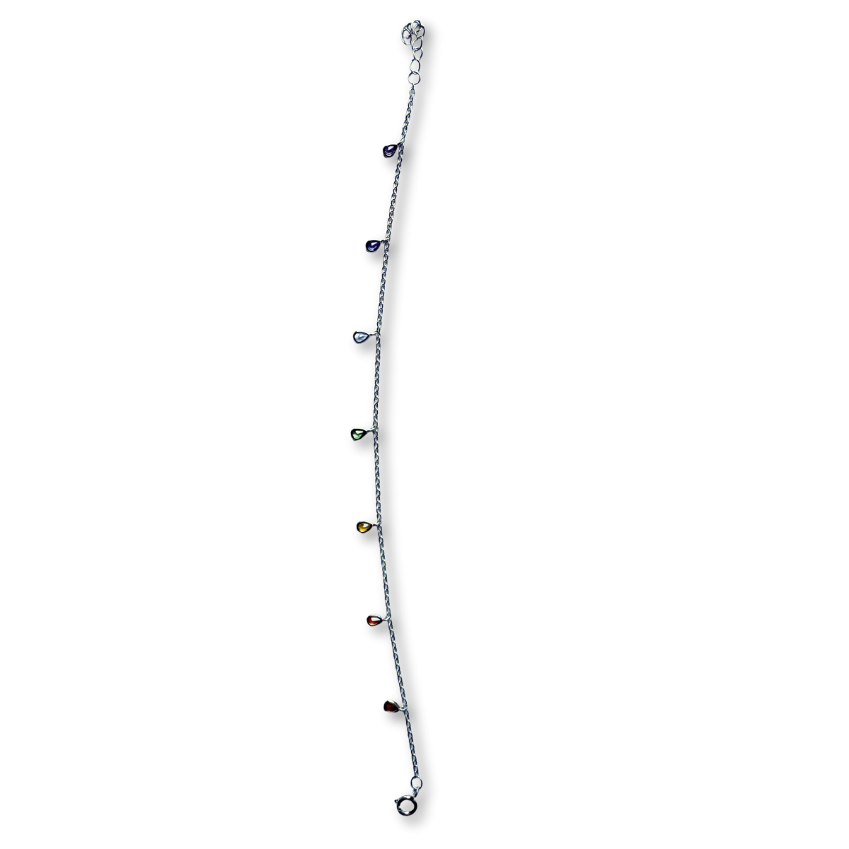 Pulsera de plata con gotas multicolores de laboratorio colgantes