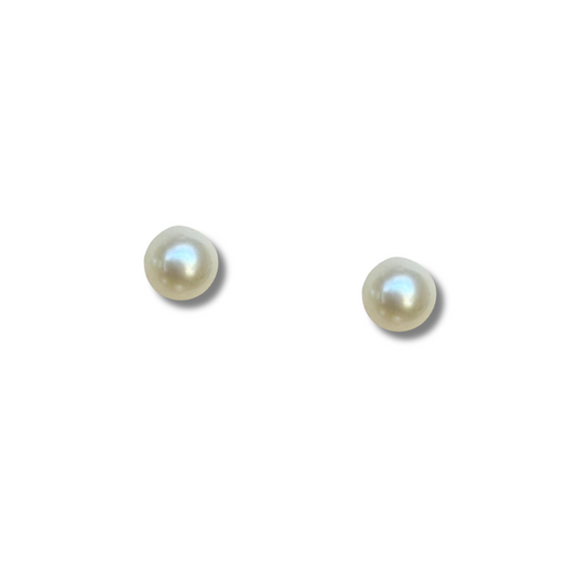 Aretes en oro amarillo 18k con perla 5mm con tope rosca