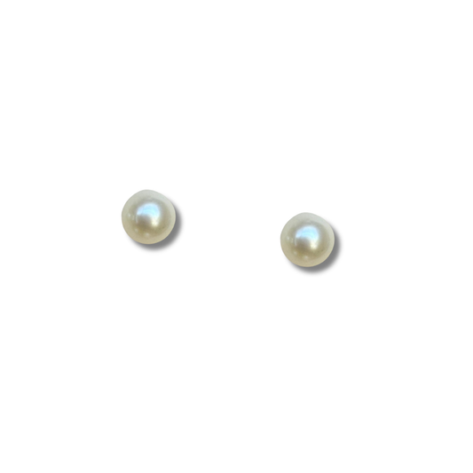 Aretes en oro amarillo 18k con perla 4mm con tope rosca