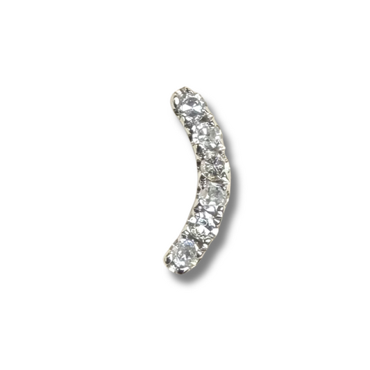 Aretes curva de diamantes en oro blanco 14k 0.05ctw