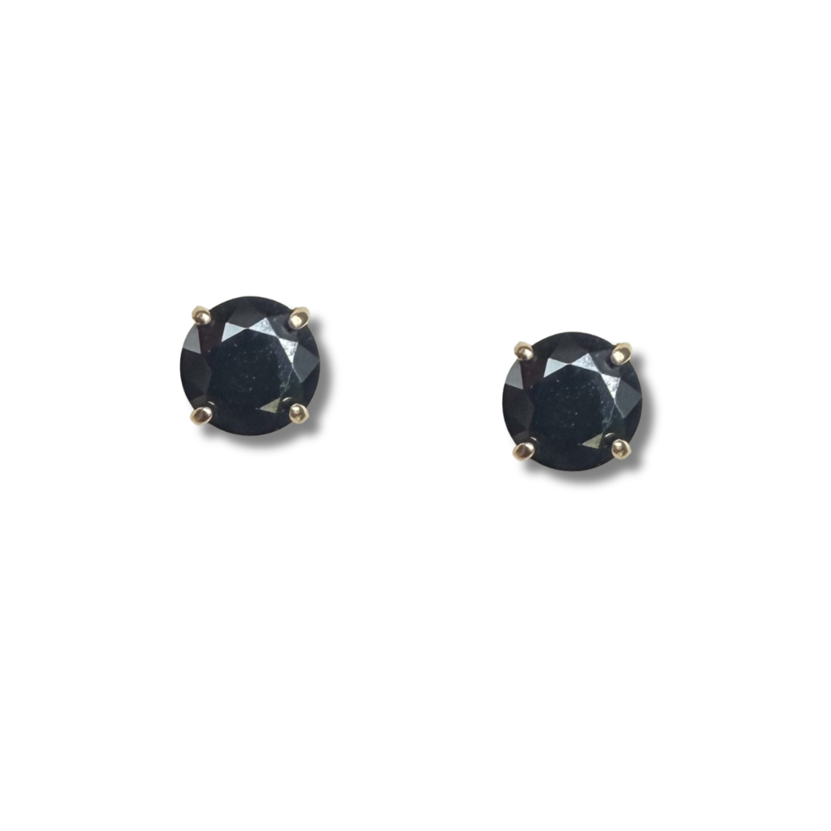 Aretes en oro amarillo 14K con circón negro de 4mm con tope rosca