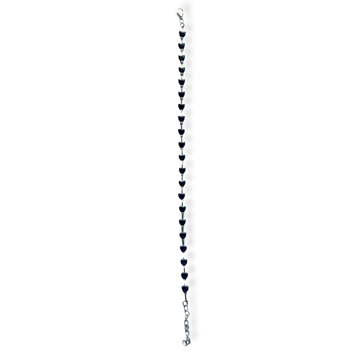 Pulsera de zafiros azules de laboratorio en forma de corazón en plata