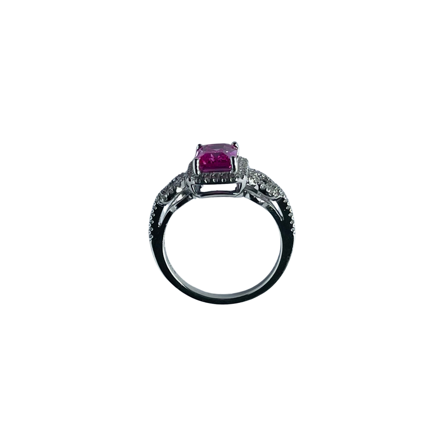 Anillo de plata con topacio rosado y diamante 0.3ctw