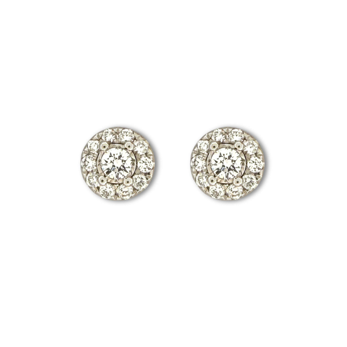 Aretes en oro blanco 10k studs halo de diamantes de laboratorio 0.33ctw