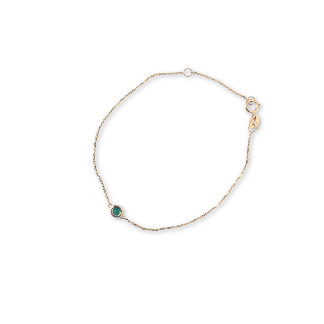 Pulsera en oro amarillo 14k con esmeralda biselada 0.11 ct