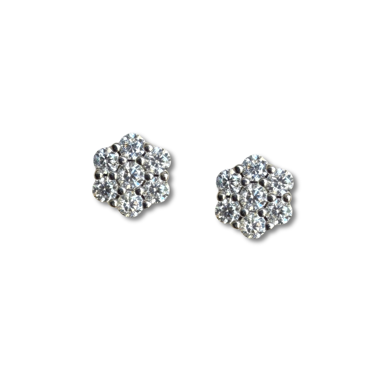 Aretes cluster de moissanitas 0.38ctw en plata