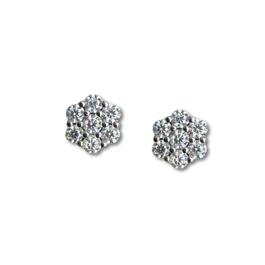 Aretes cluster de moissanitas 0.38ctw en plata