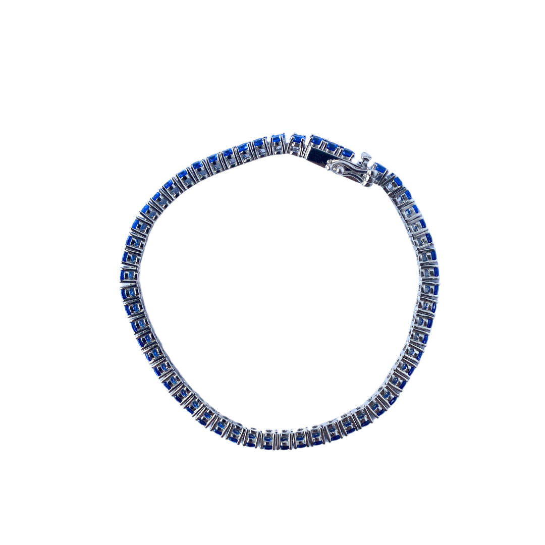 Pulsera tennis de plata con circonitas azules