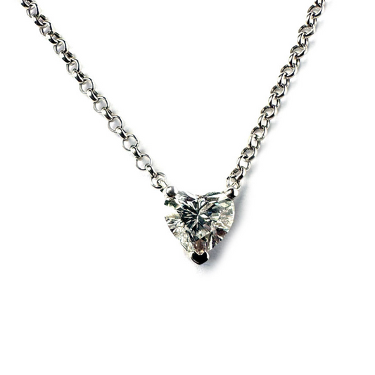 Collar con diamante corazón de laboratorio 1ct en oro blanco 14K