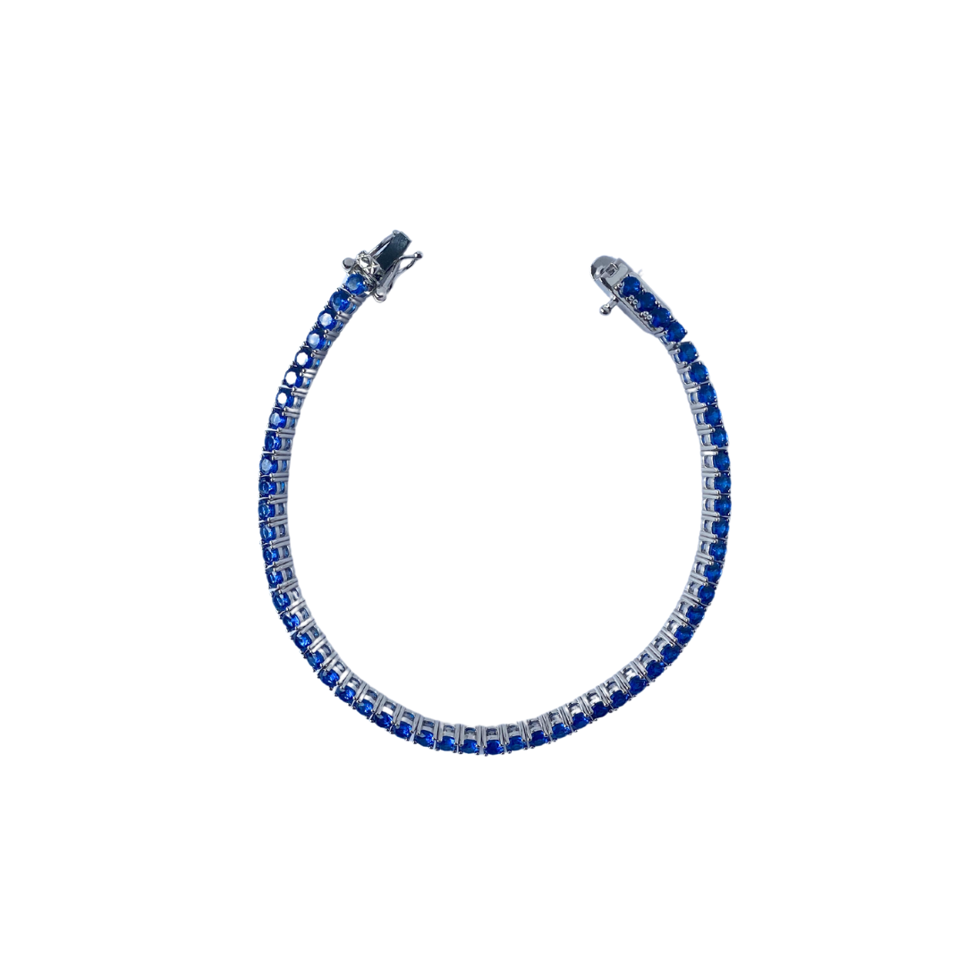 Pulsera tennis de plata con circonitas azules