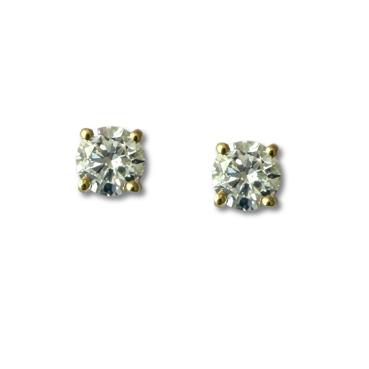 Aretes stud martini en oro amarillo 14k con diamantes de laboratorio 1ctw
