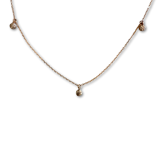 Collar en oro rosa 14K con tres colgantes de diamantes pequeños 0.07ctw