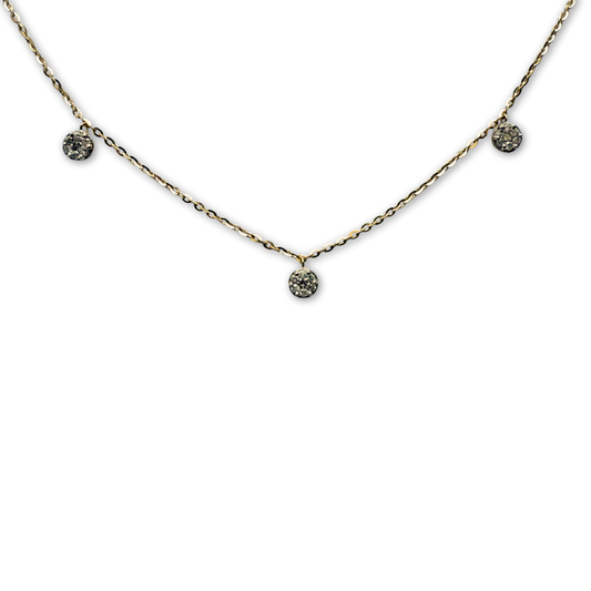Collar en oro amarillo 14K con tres colgantes de diamantes pequeños 0.07ctw