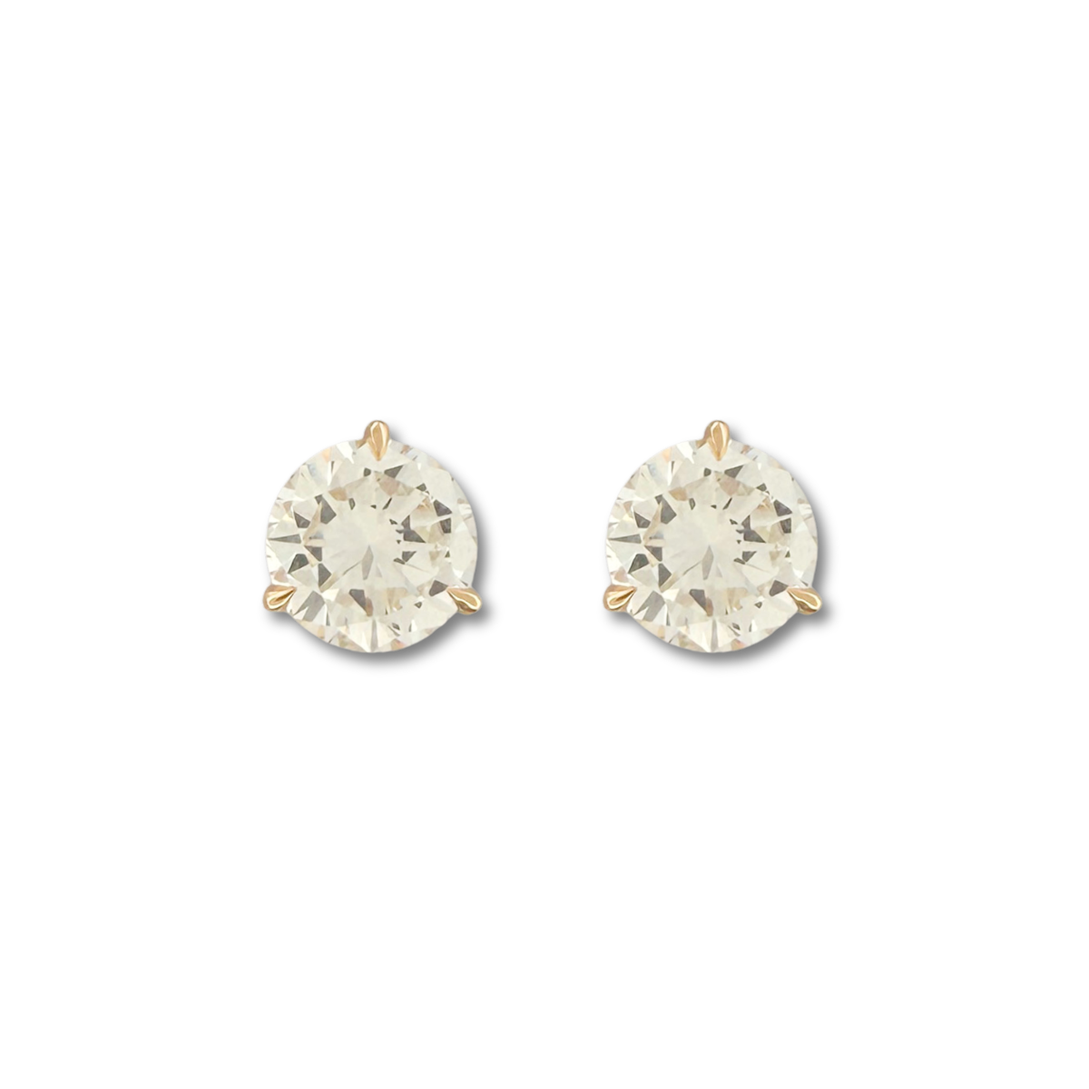 Aretes en oro amarillo 14K studs de diamantes redondos de laboratorio 4ctw