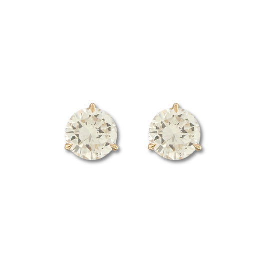 Aretes en oro amarillo 14K studs de diamantes redondos de laboratorio 4ctw