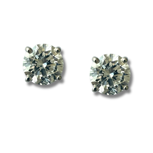 Aretes stud martini en oro blanco 14k con diamantes de laboratorio 3ctw