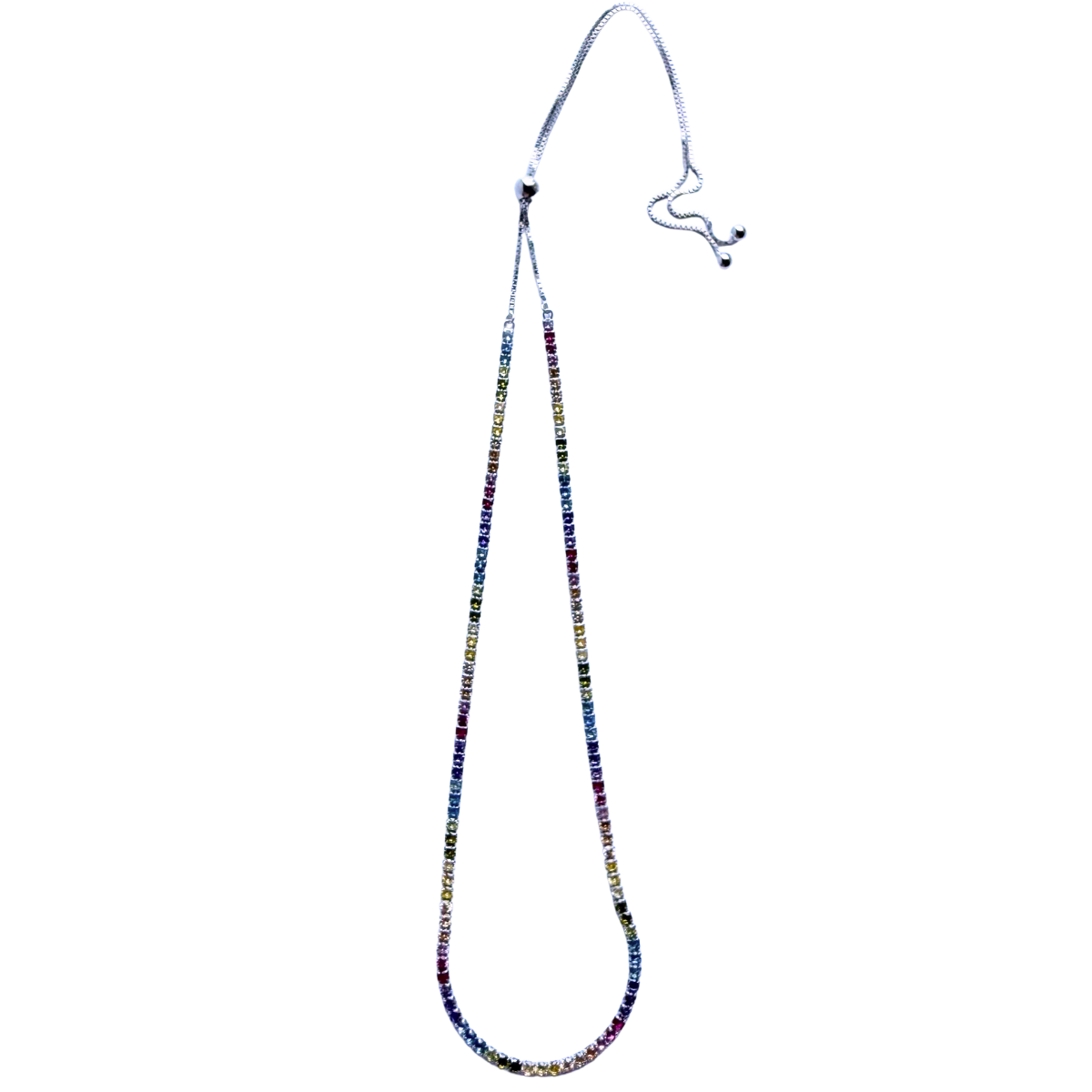 Choker de plata con baño platino y circonitas multicolores