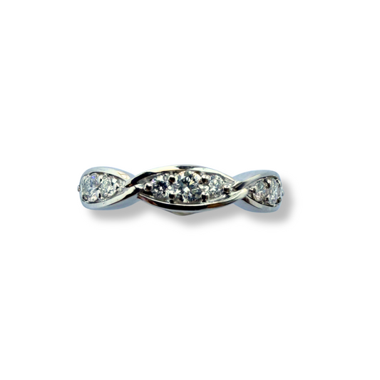 Anillo de plata en forma de 3 marquesas con diamantes de laboratorio 0.33ctw