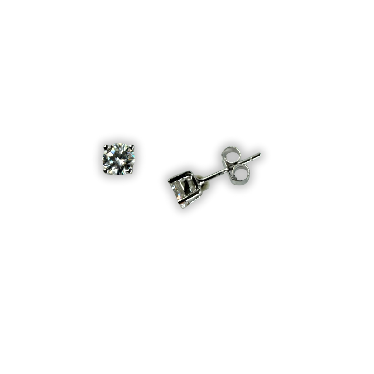 Aretes studs de moissanitas redondas 1ctw en plata