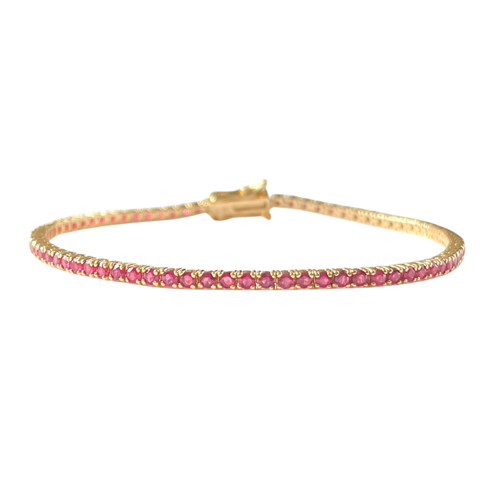 Pulsera tenis en oro amarillo de 14k con rubíes de 3.25 ctw