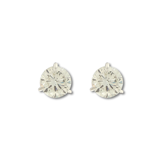 Aretes en oro blanco 14K studs de diamantes redondos de laboratorio 4.15ctw