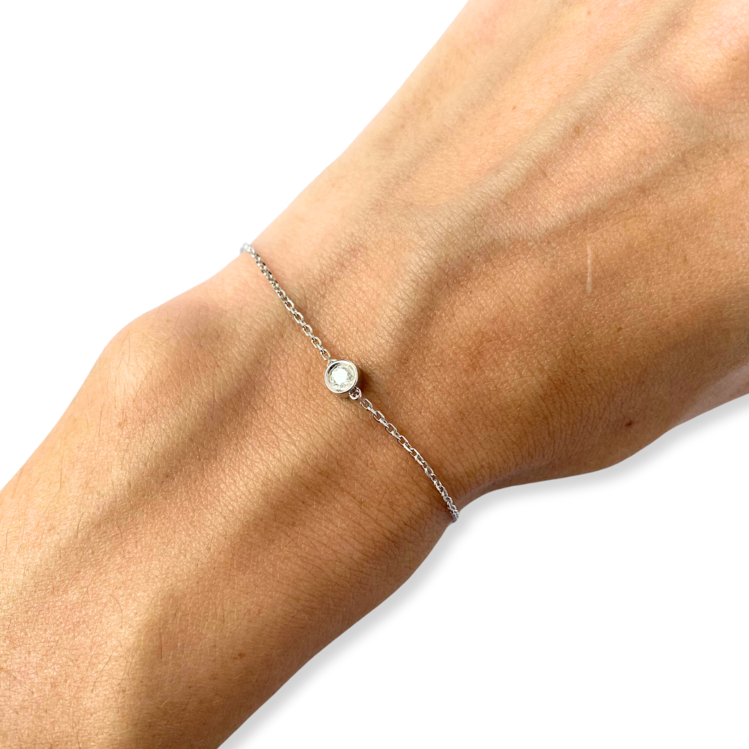 Pulsera de plata con diamante biselado 0.20ct