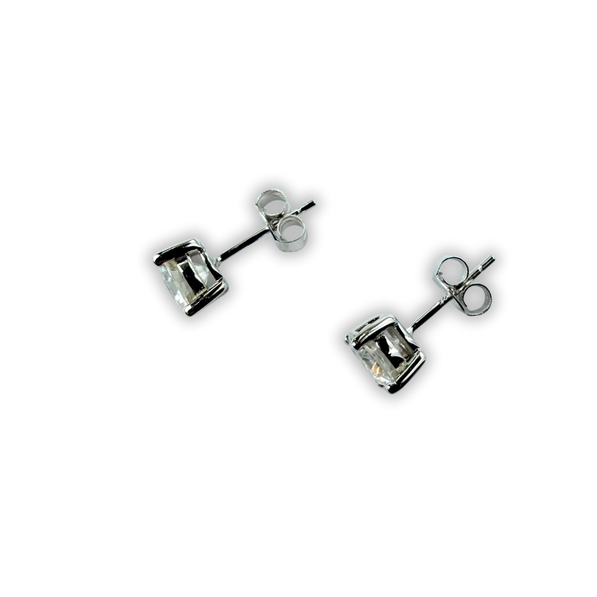 Aretes studs de moissanitas redondas 4ctw en plata