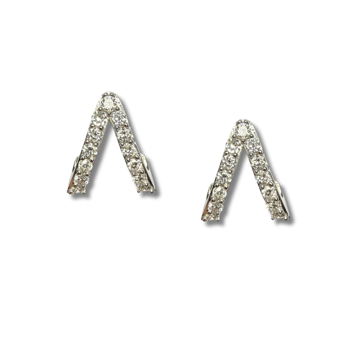 Aretes en plata con doble gancho de diamantes de laboratorio 1.ctw
