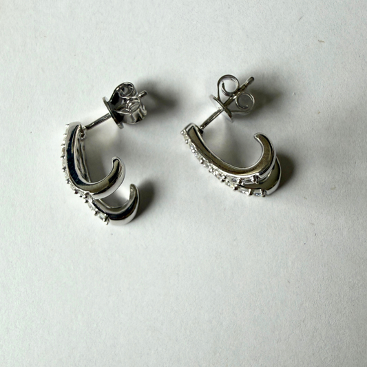Aretes en plata con doble gancho de diamantes de laboratorio 1.ctw