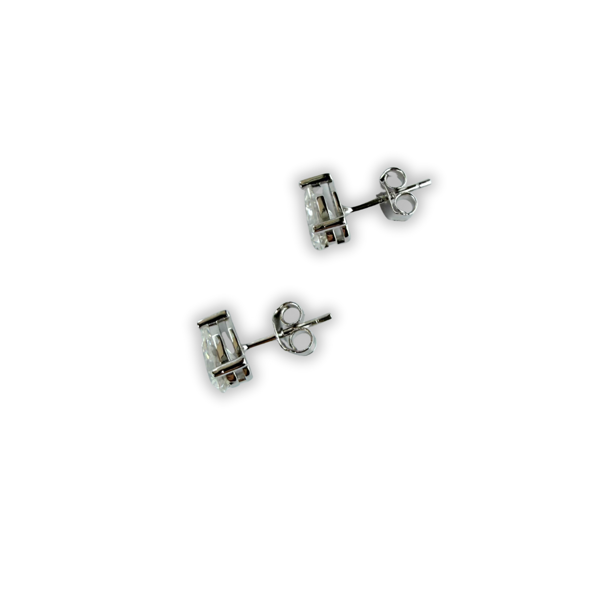 Aretes studs de moissanitas corte pera 2ctw en plata