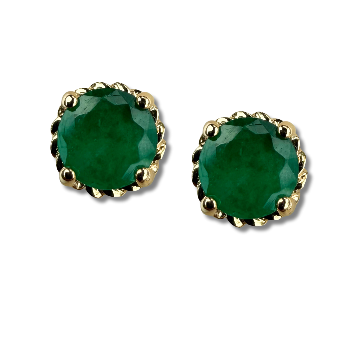 Aretes de plata y oro amarillo 10K con esmeraldas