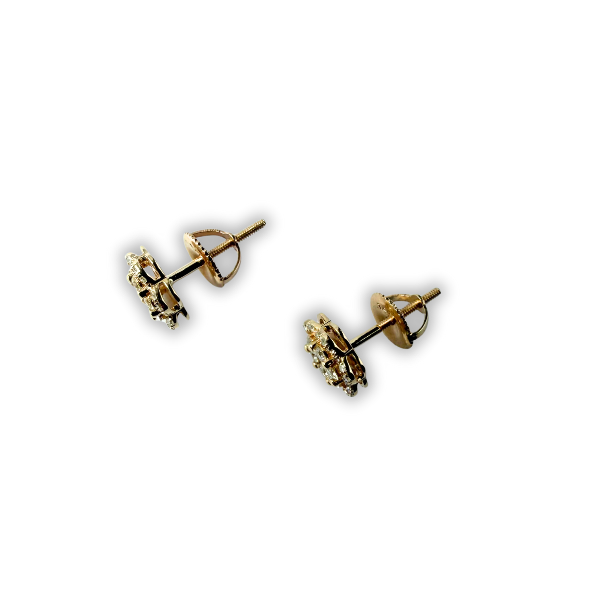Aretes en oro amarillo 14k en forma de flor de diamantes 0.50ctw